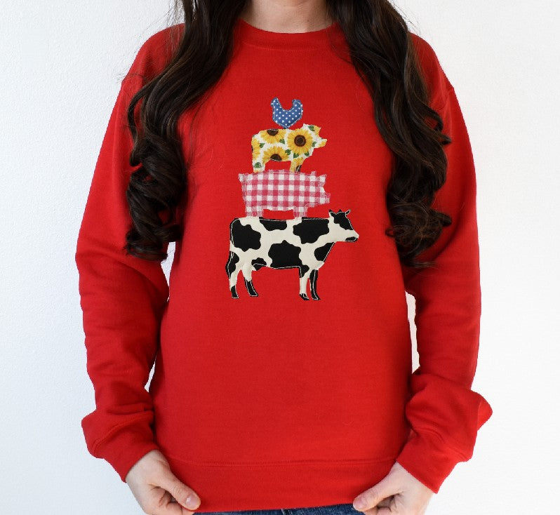 Faux stitch farm animals stack DTF Transfer