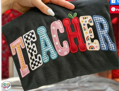 Faux stitch Teacher DTF Transfer