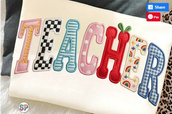 Faux stitch Teacher DTF Transfer