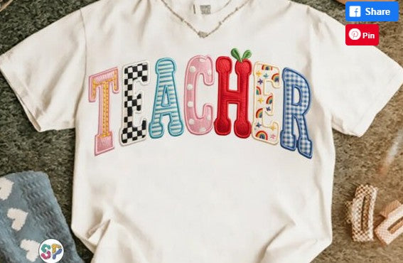 Faux stitch Teacher DTF Transfer