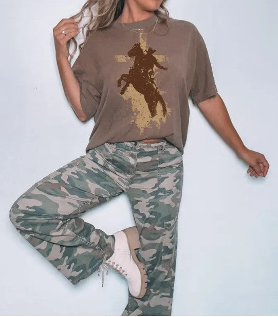Cowboy and Cross on comfort colors t-shirt
