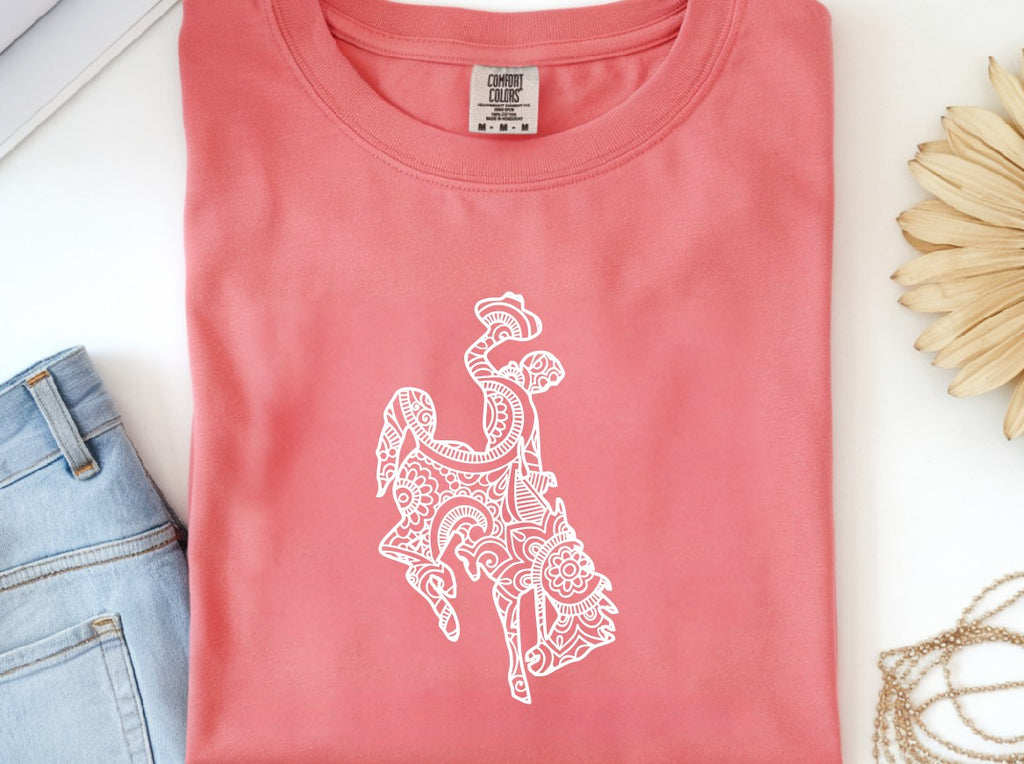 White Wyoming Lattice on Comfort Color T-Shirt
