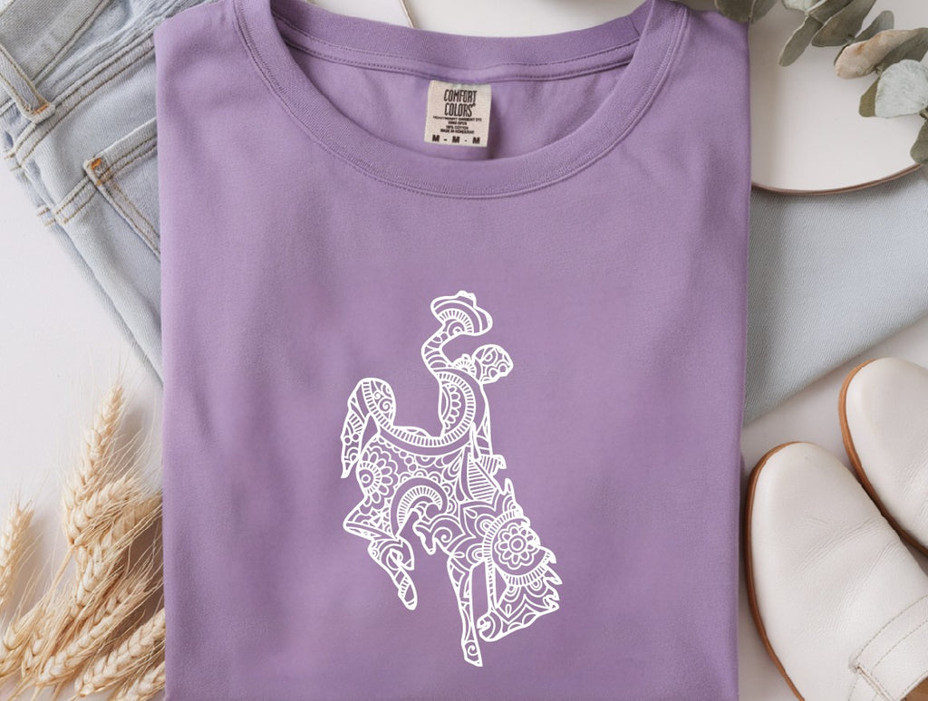 White Wyoming Lattice on Comfort Color T-Shirt