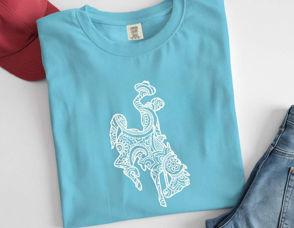 White Wyoming Lattice on Comfort Color T-Shirt