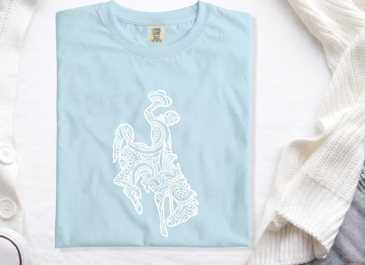 White Wyoming Lattice on Comfort Color T-Shirt