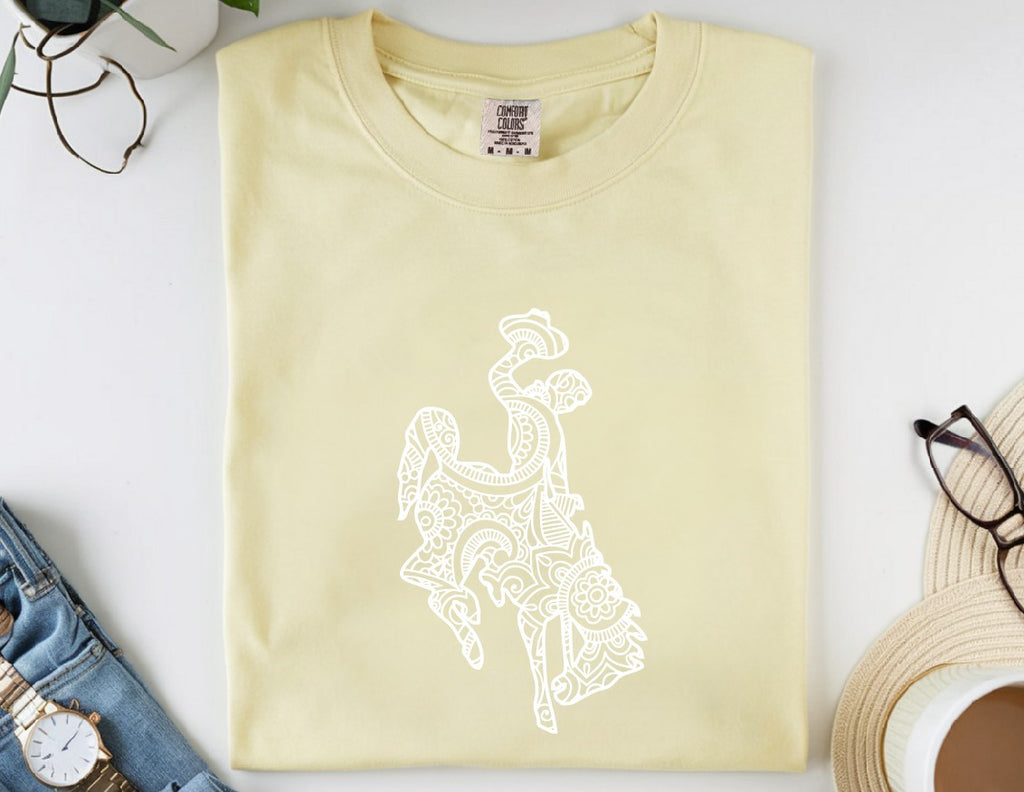 White Wyoming Lattice on Comfort Color T-Shirt