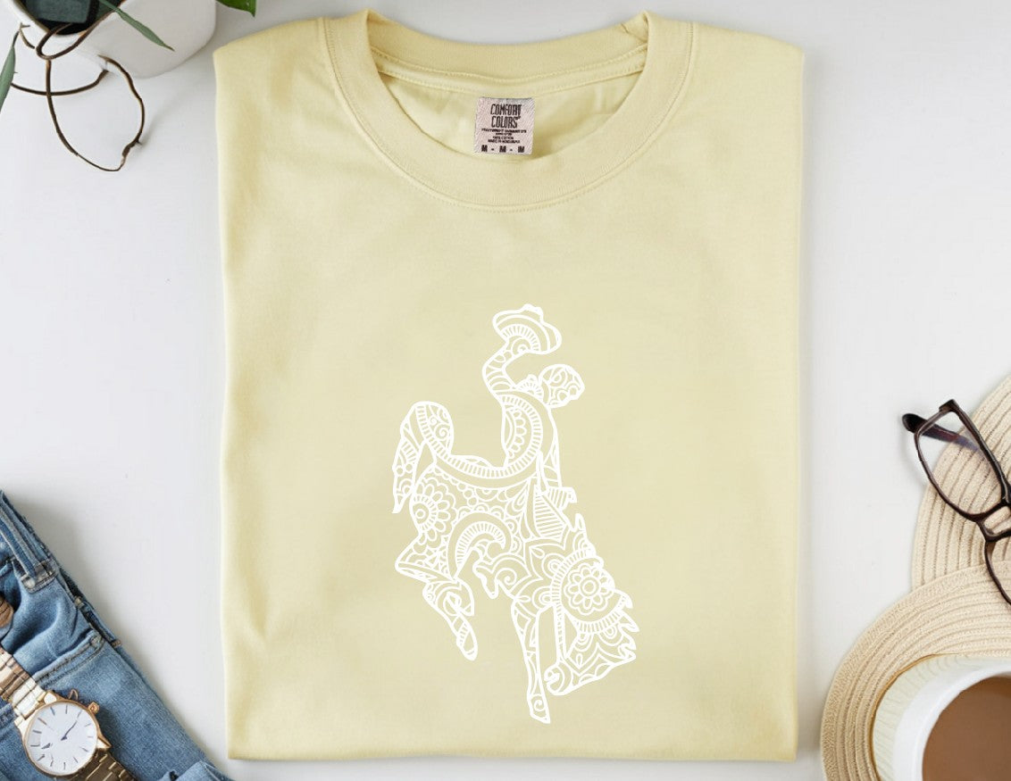 White Wyoming Lattice on Comfort Color T-Shirt