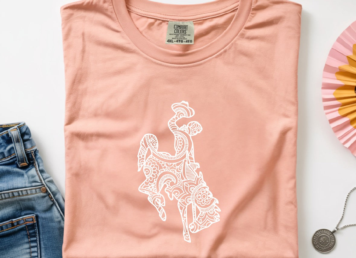 White Wyoming Lattice on Comfort Color T-Shirt