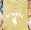 White Wyoming Bucking Horse on Comfort Colors T-Shirt
