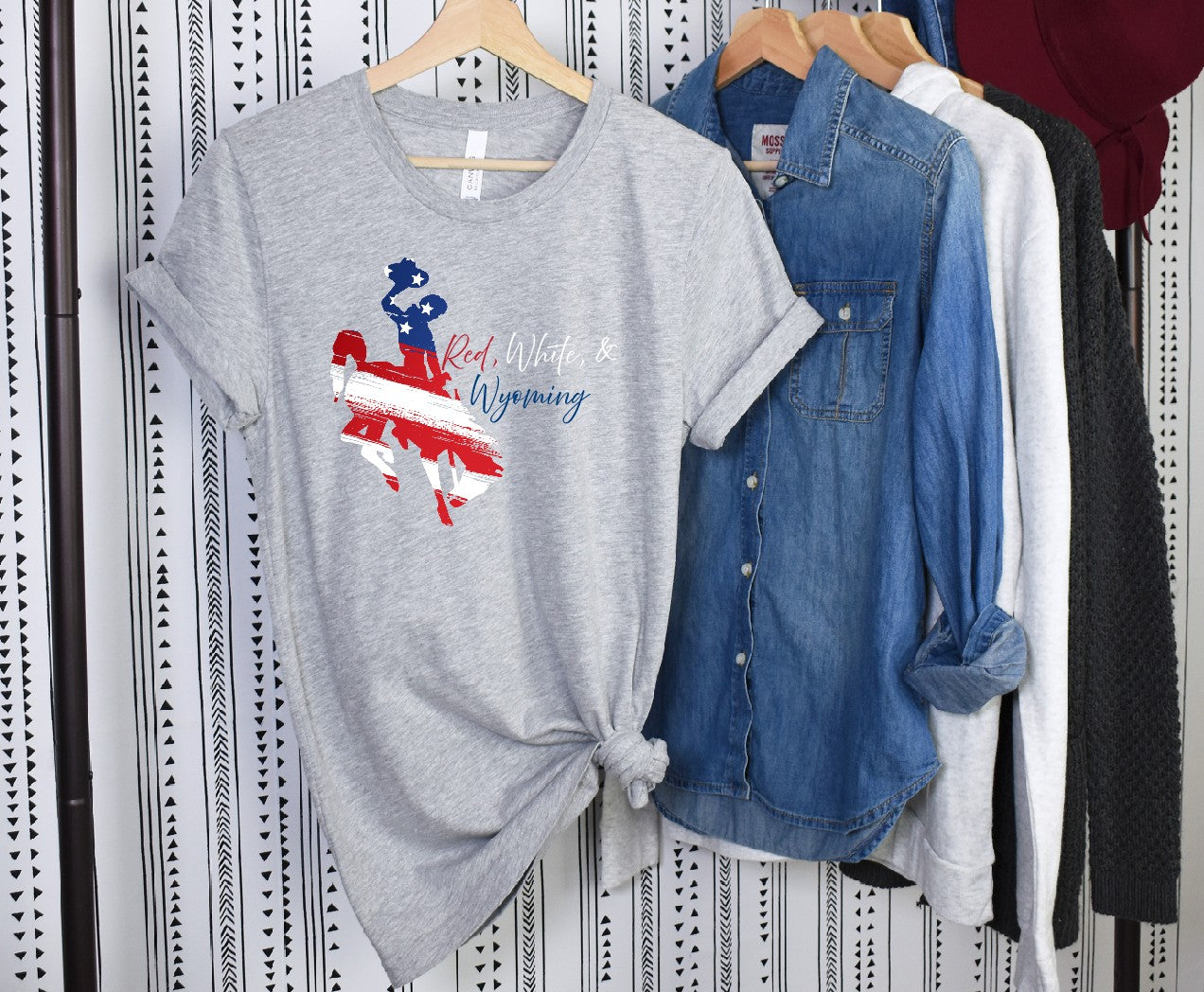 Red, White, And Wyoming Flag T-Shirt