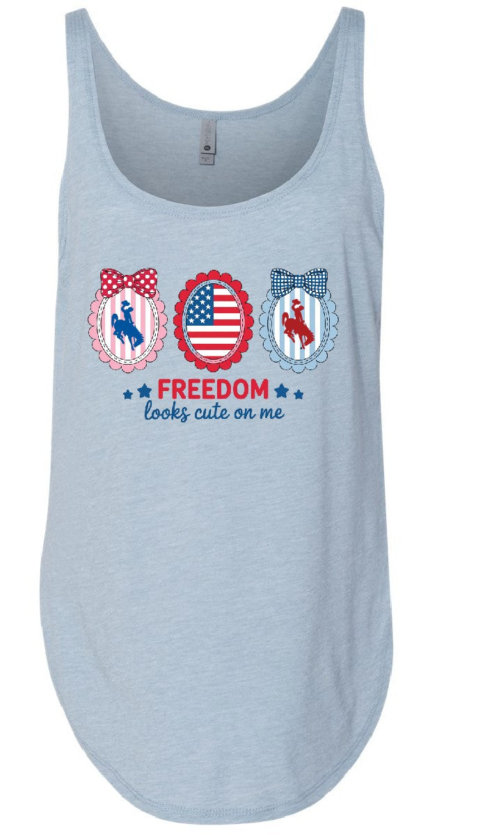Freedom looks cute on me WY style tee or tank