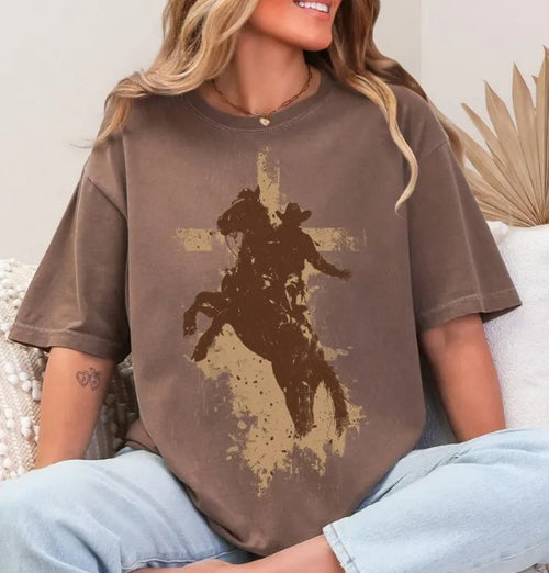 Cowboy and Cross on comfort colors t-shirt