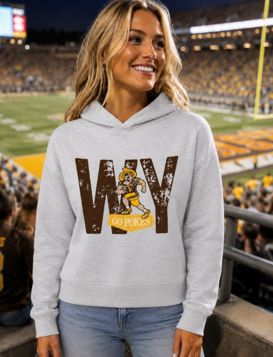WY distressed Pistol Pete Independent trading hoodie