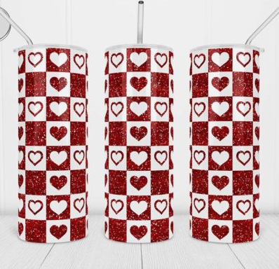 V10 Red and white glitter sublimation Transfer