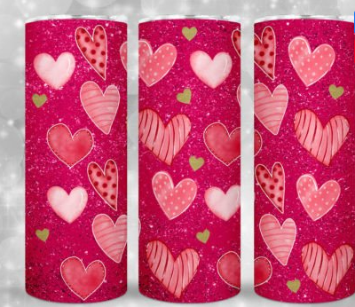 V8 Pink Heart faux glitter sublimation Transfer