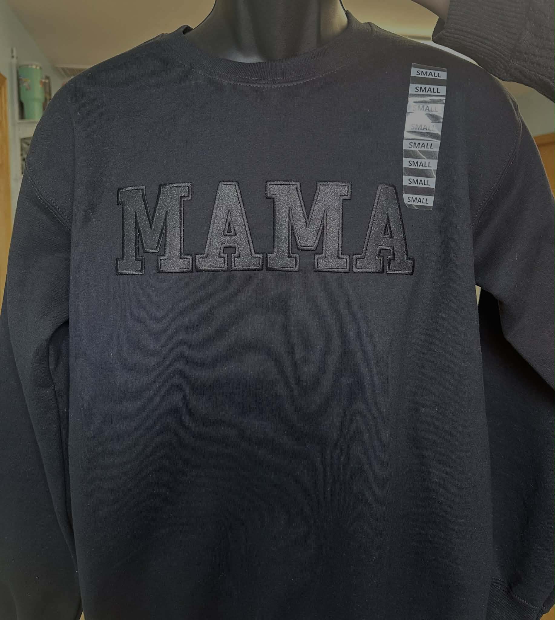 Mama applique embroidery glitter crewneck