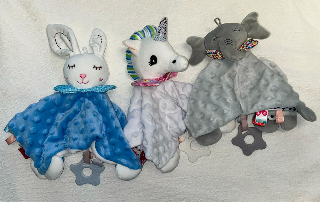 Baby Minky Animal rattle Lovies 3 Animals to choose from and personalized