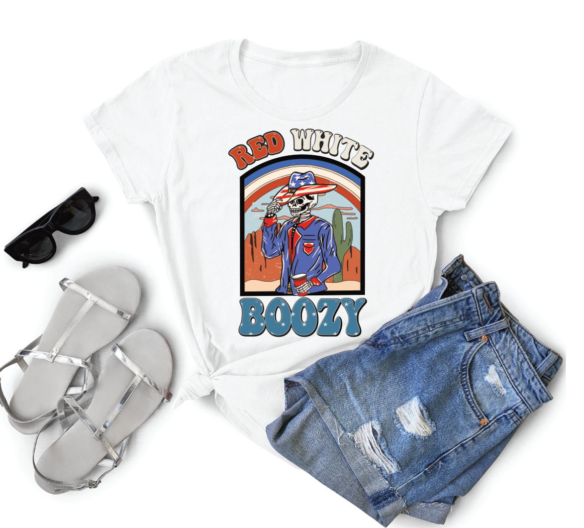 Red White Boozy DTF transfers