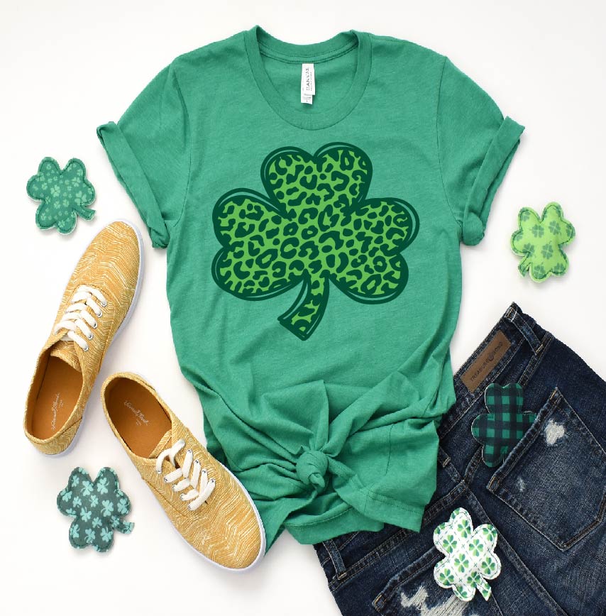 St. Patricks Day leopard Clover DTF Print-Burning Presses