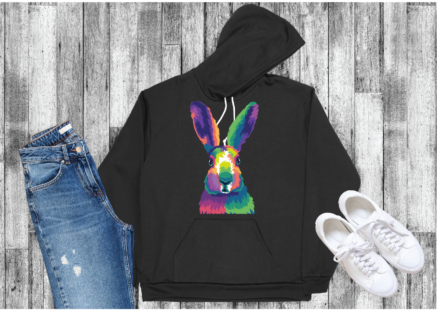 Colored Rabbit DTF Transfer