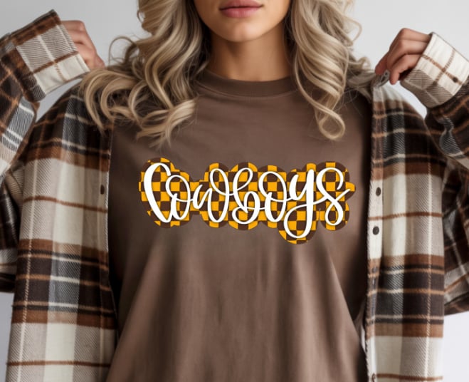 Checkered Cowboys Comfort Colors T-shirt