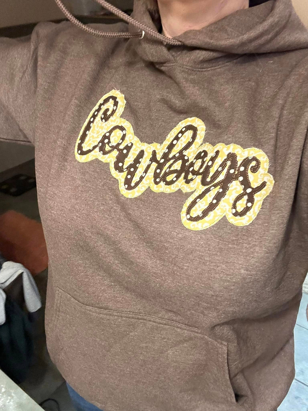 Embroidery Applique Cowboys Hoodie