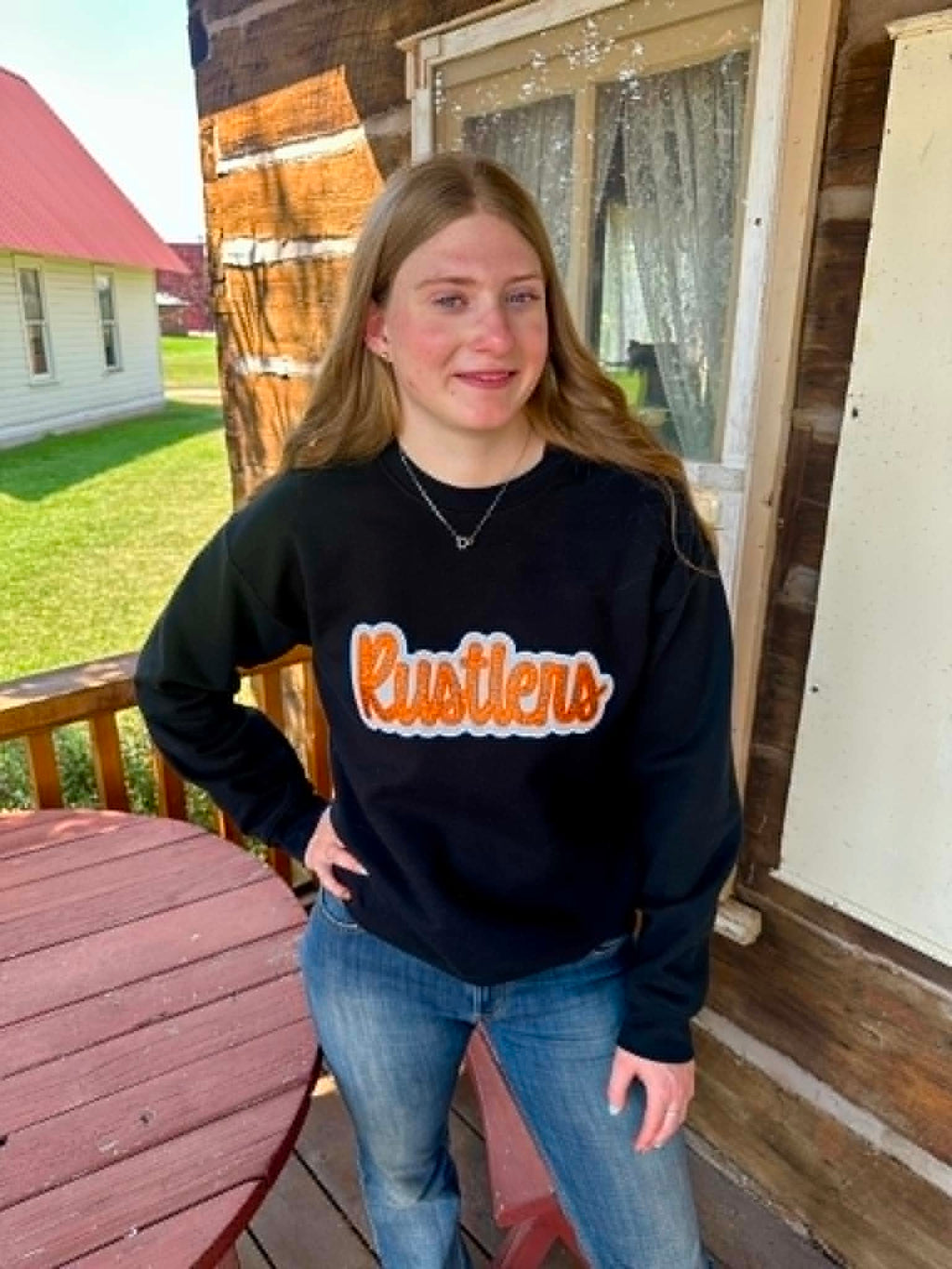 Ruslters applique embrodiery Crewneck