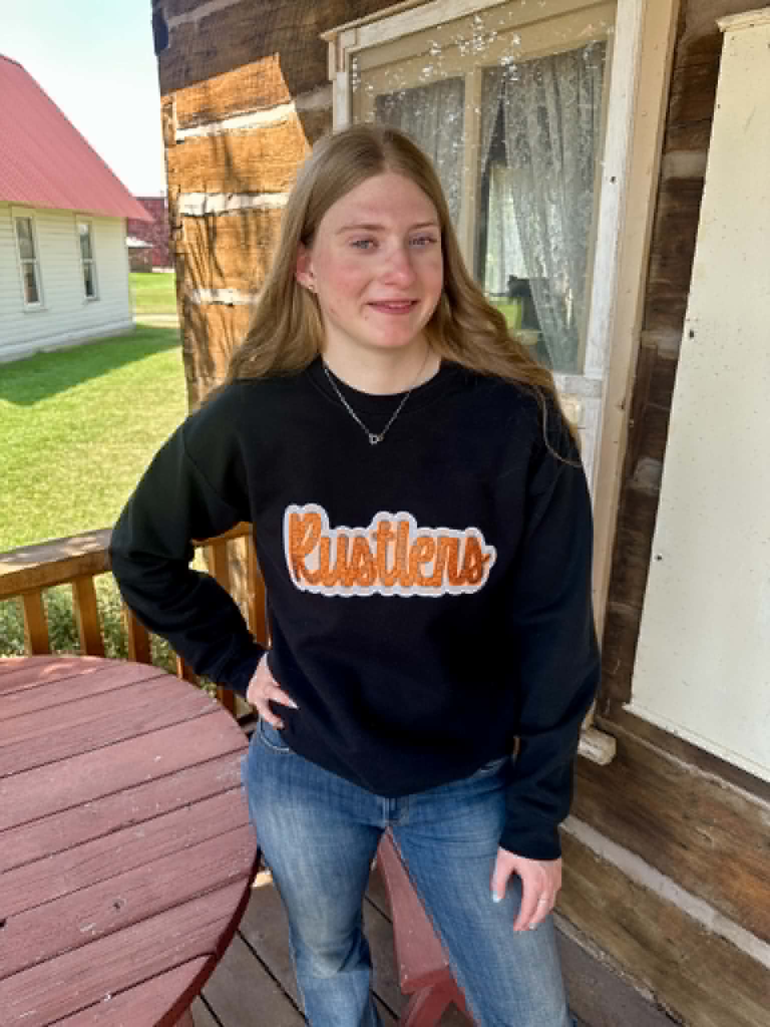 Ruslters applique embrodiery Crewneck