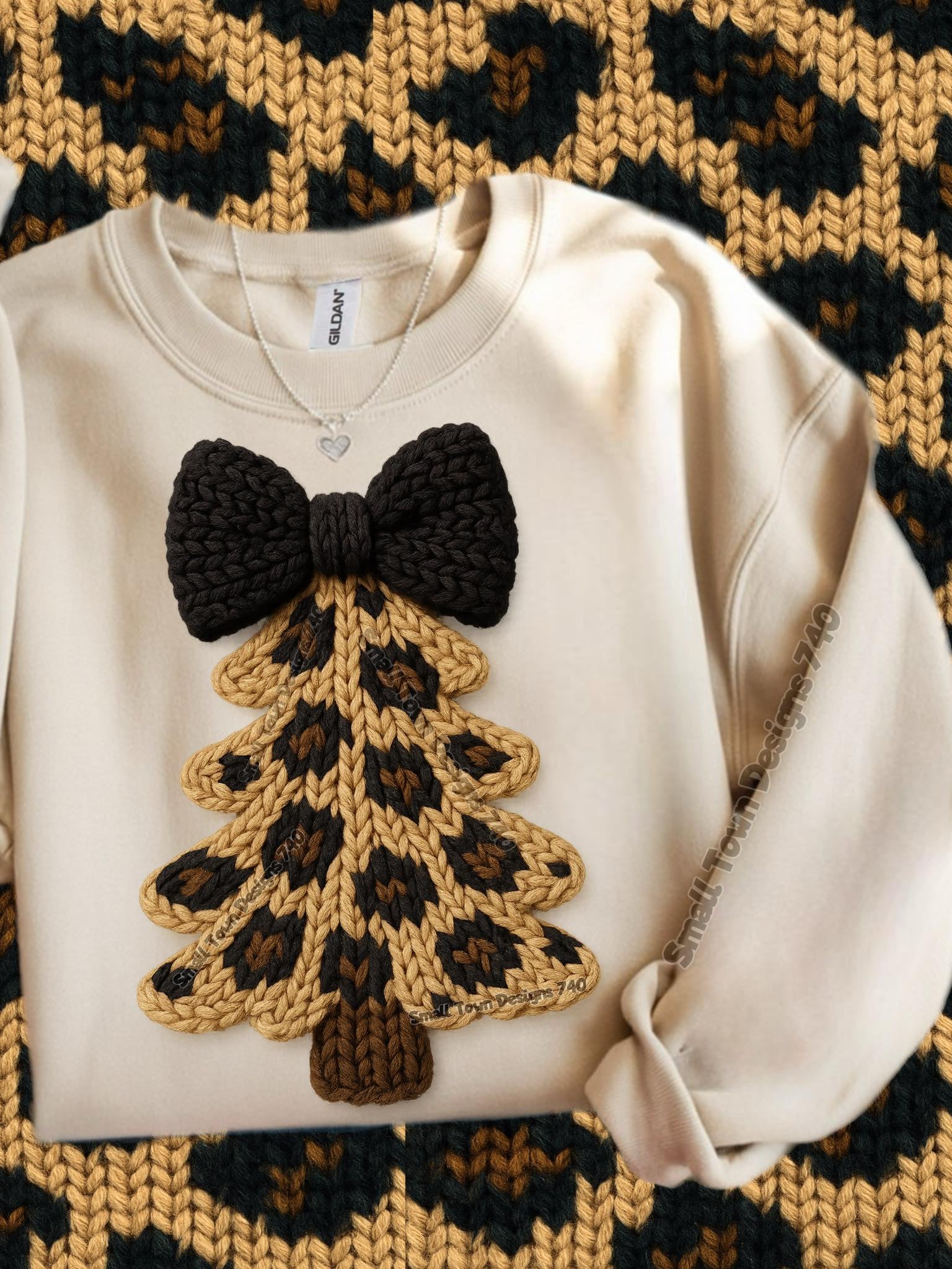 Faux sweater leopard tree DTF Transfer