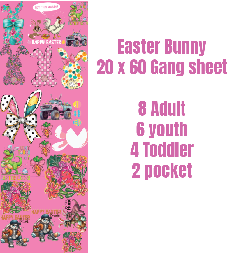 Easter Bunny Premade DTF Gang Sheet 21 x 60