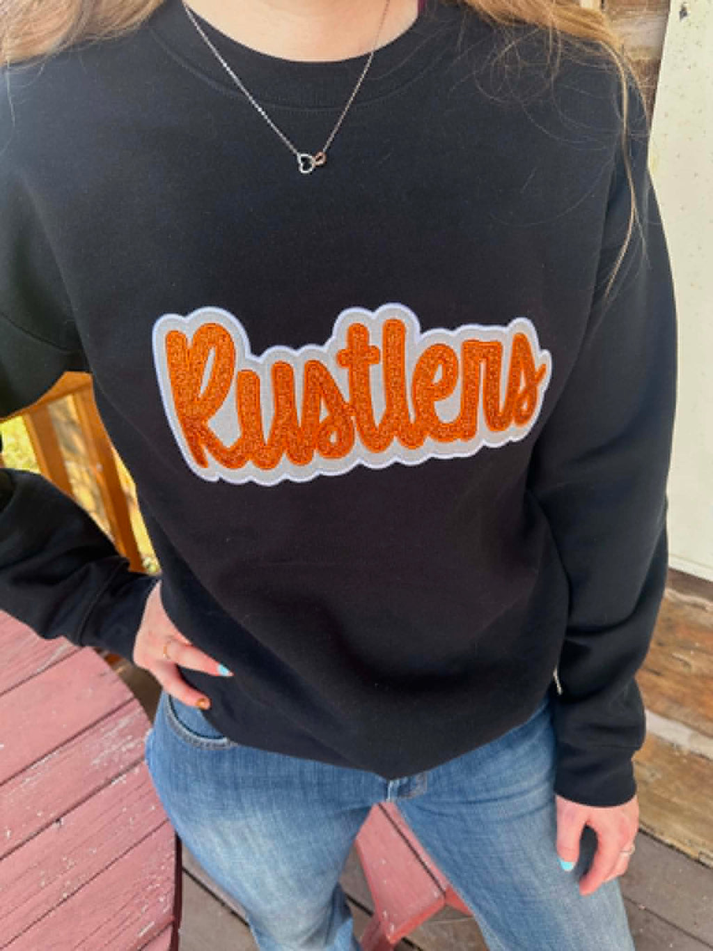 Ruslters applique embrodiery Crewneck