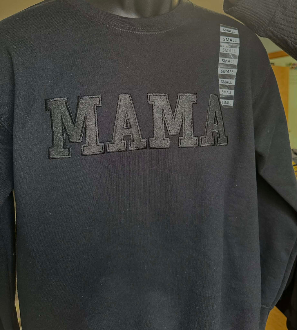 Mama applique embroidery glitter crewneck