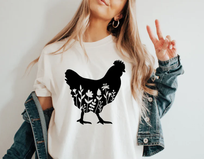 SS21 Floral Chicken Screen Print Transfer