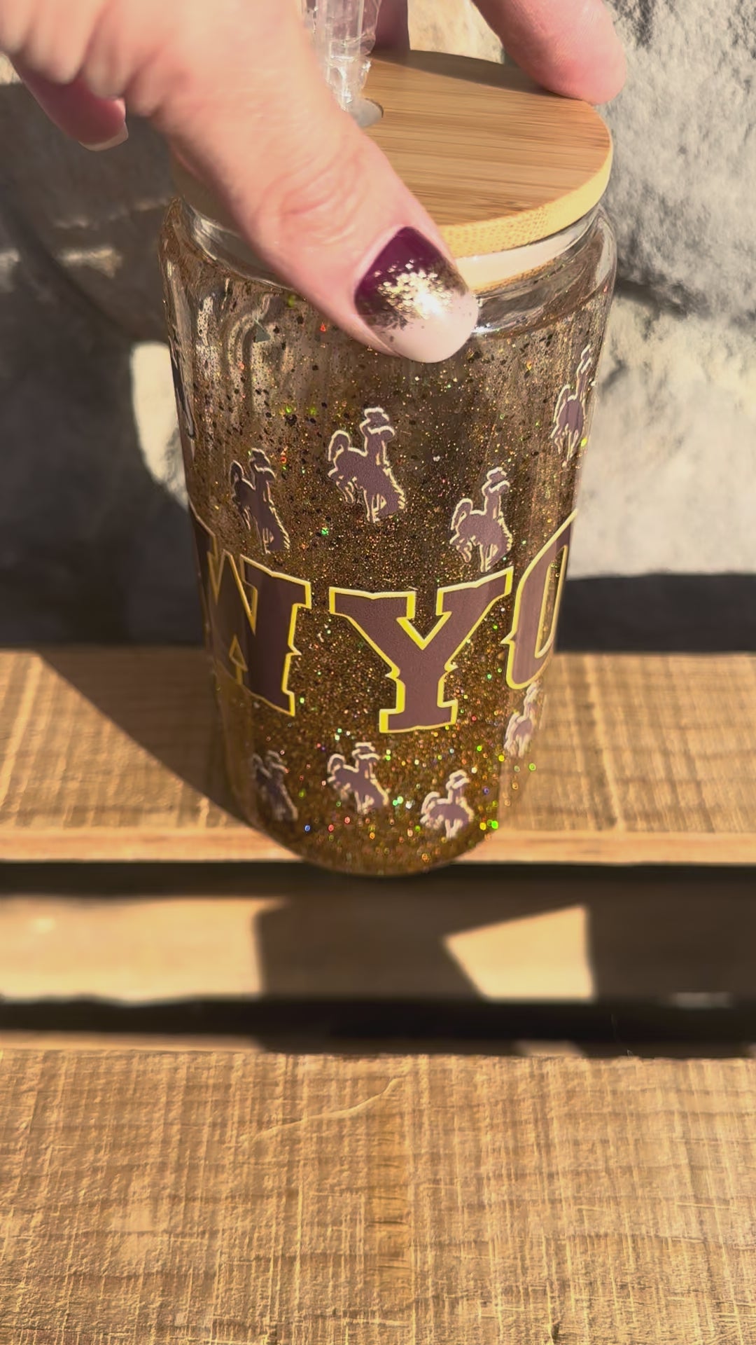 20 OZ Glass snow globe Wyoming Tumbler