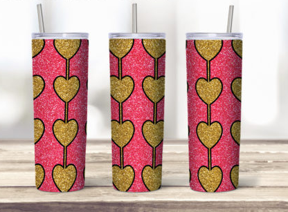 V1 Gold and Pink faux glitter sublimation transfer